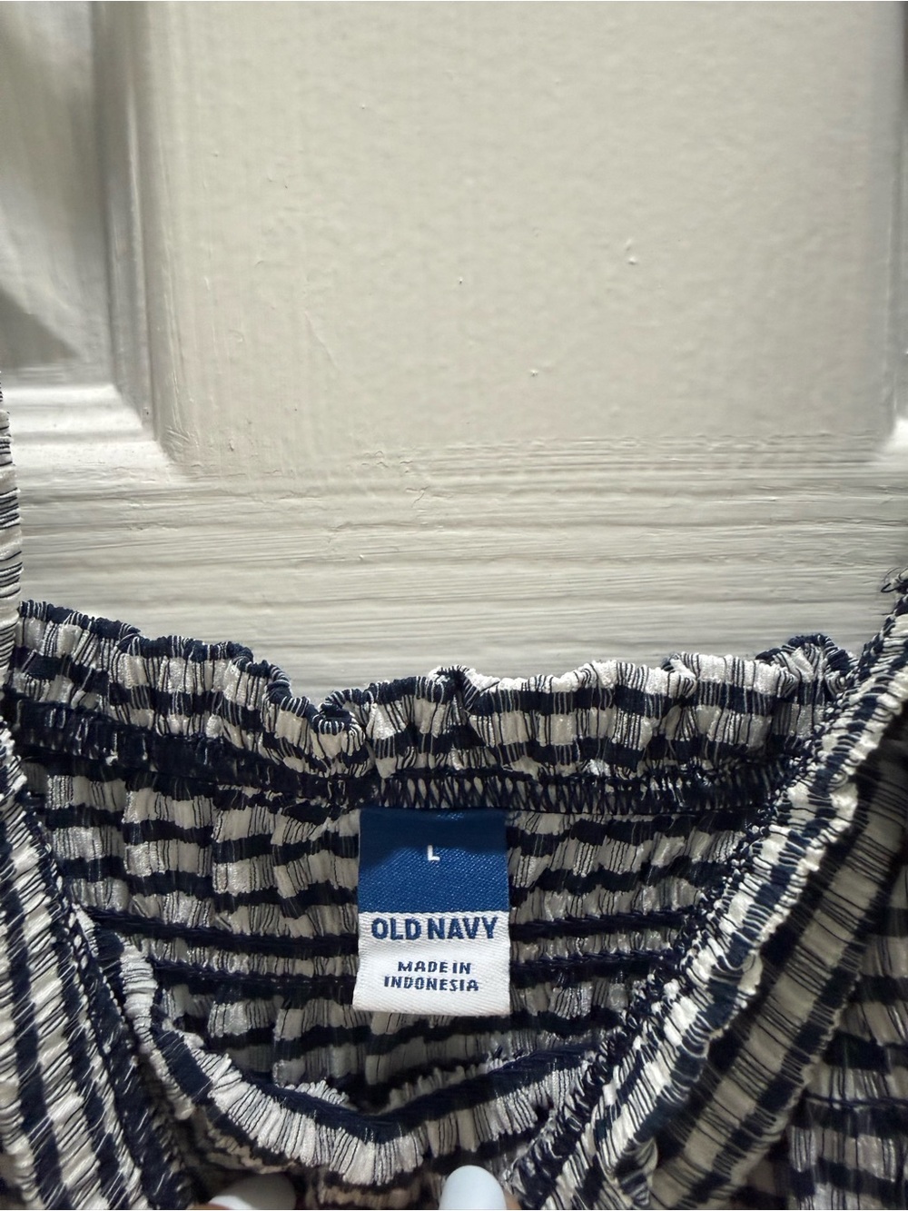 Old Navy Navy and White Striped Smocked Top - Picture 4 of 4
